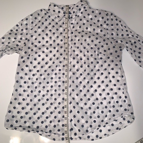 Karen Scott | White & Blue Polka Dot Button Down - Picture 4 of 8